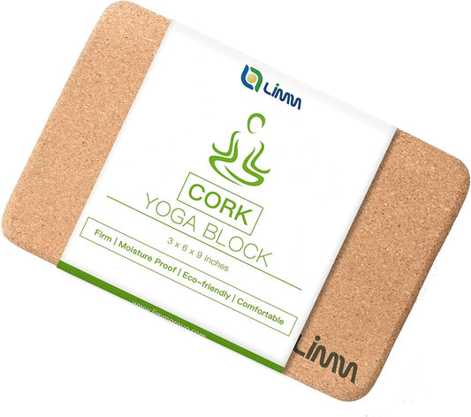 Limm Cork Yoga Blocks - Natural and Sustainable Cork Yoga Brick for Supporting Yoga Poses - 3 X 6 X 9 Inches Anti-Slip and Non-Tilt Exercise Block - Used to Improve Flexibility