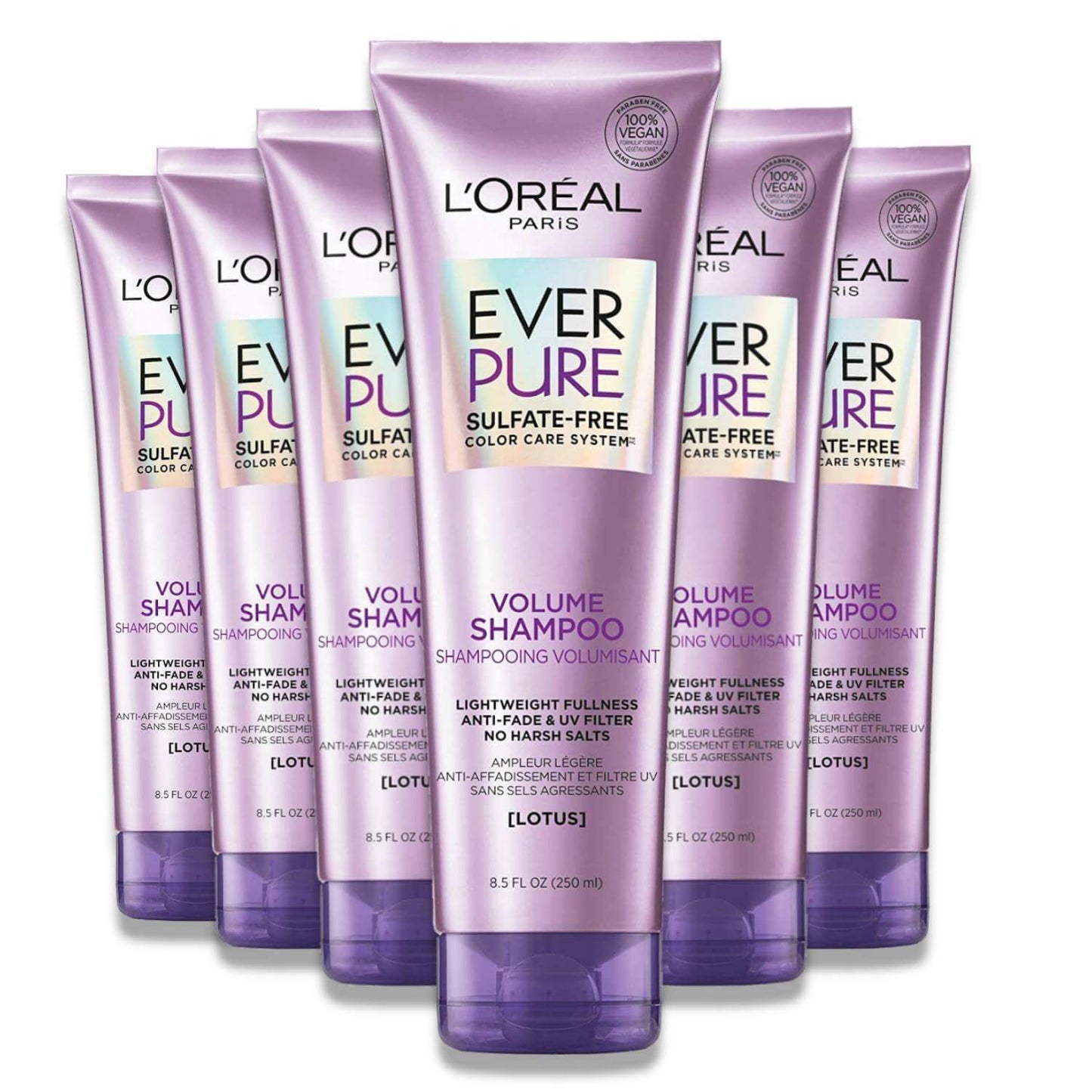 L'Oreal - Paris EverPure Volume Sulfate Free Shampoo, Lotus Flower 8.5 oz - 6 Pack