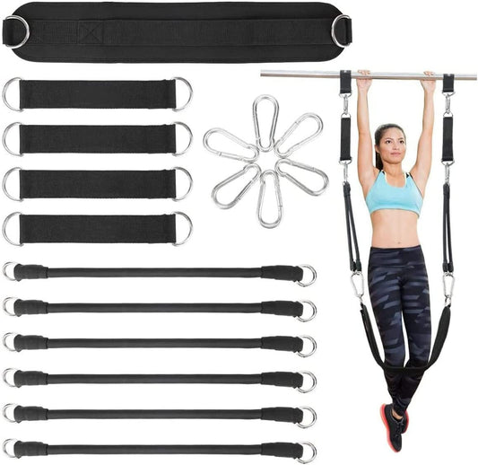 LTLCLZ Pull up Booster Belt Set Suspension Belt Auxiliary Trainer Horizontal Bar Home Sling Pull Force Belt Unisex Fitness Equipment