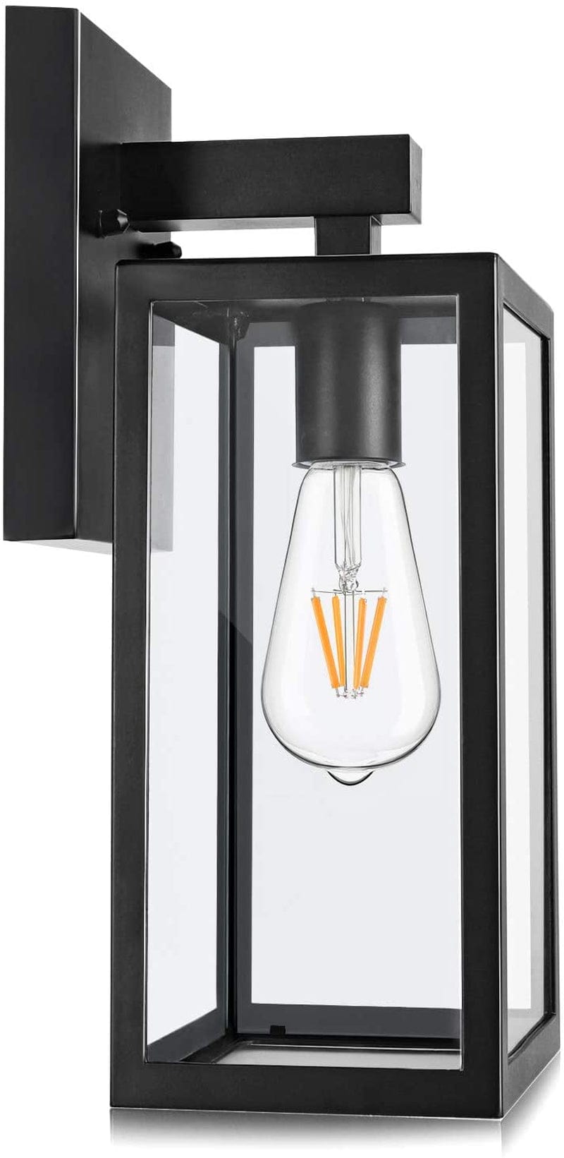 Maxvolador Outdoor Wall Lantern, Exterior Waterproof Wall Sconce Light Fixture, Matte Black Anti-Rust Wall Mount Light with Clear Glass Shade, E26 Socket Wall Lamp for Porch(Bulb Not Included)