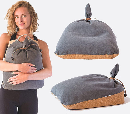 Meditation Floor Cushion Pillow for Back Support - Outdoor Travel Buckwheat Pillow for Floor Meditation and Prayer - Waterproof Cork Base Yoga Cushion by Monk & Llama