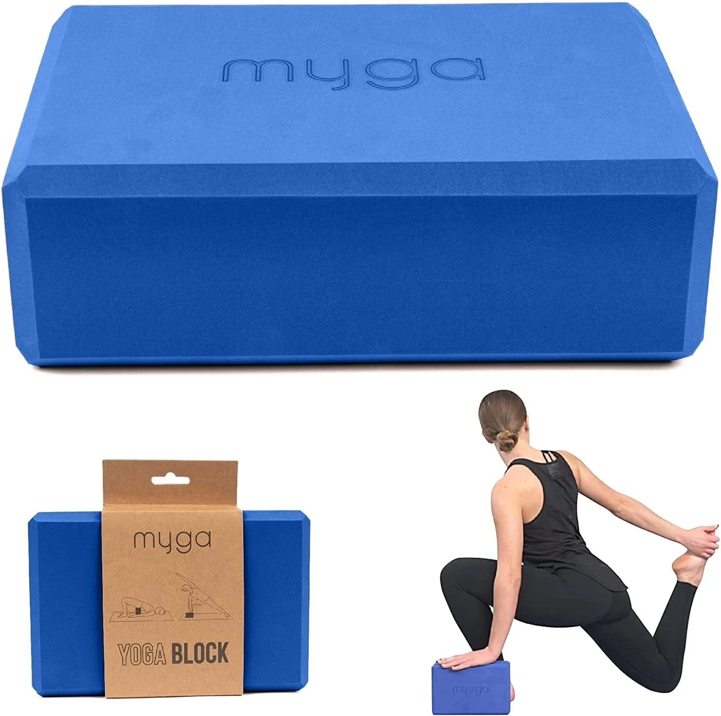 Myga Foam Yoga Block - High Density EVA Foam Block for Yoga, Pilates & Fitness - Ideal for Supporting Poses, Balance & Flexibility - Lightweight, Moisture-Proof & Odour Resistant