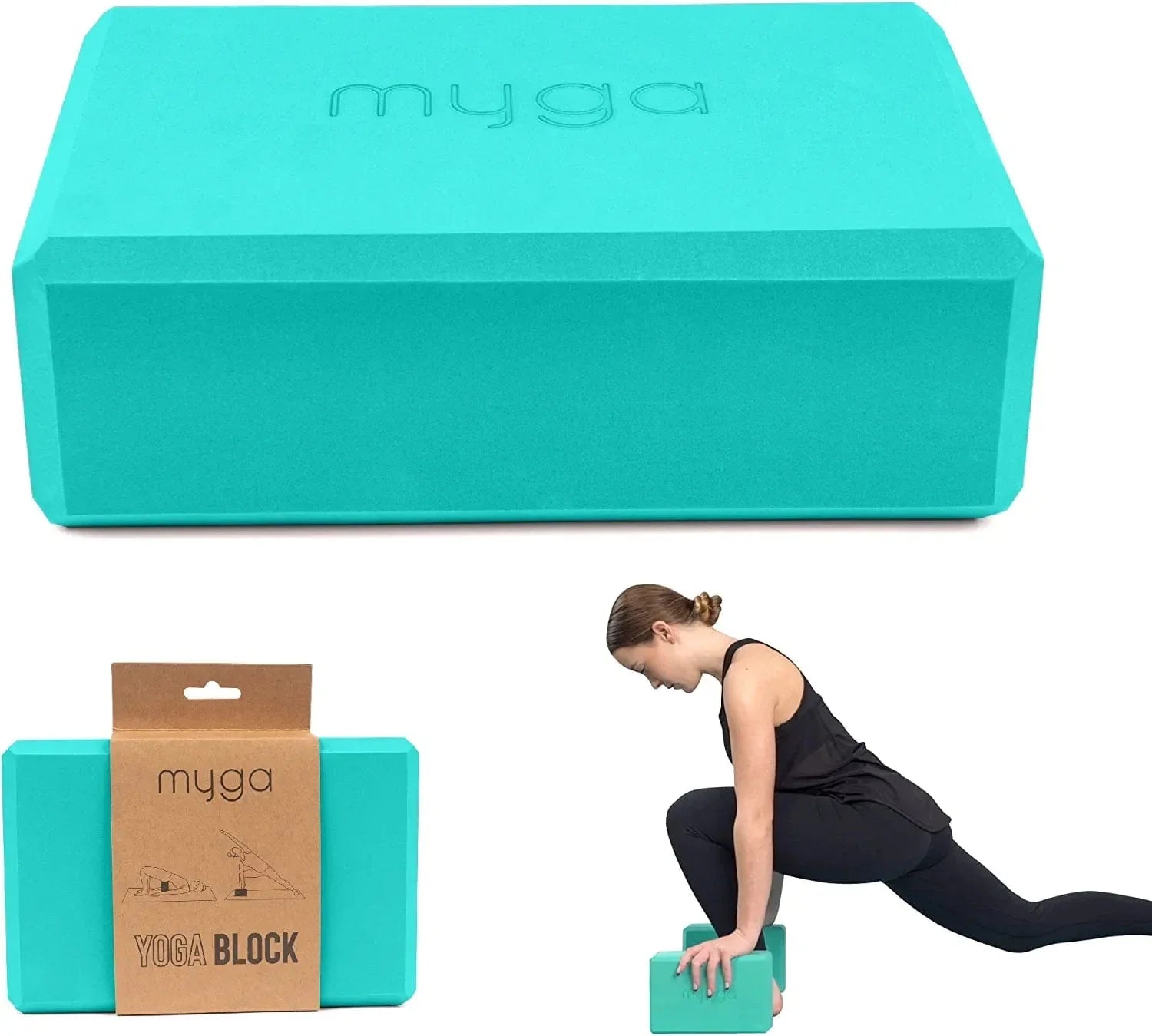 Myga Foam Yoga Block - High Density EVA Foam Block for Yoga, Pilates & Fitness - Ideal for Supporting Poses, Balance & Flexibility - Lightweight, Moisture-Proof & Odour Resistant