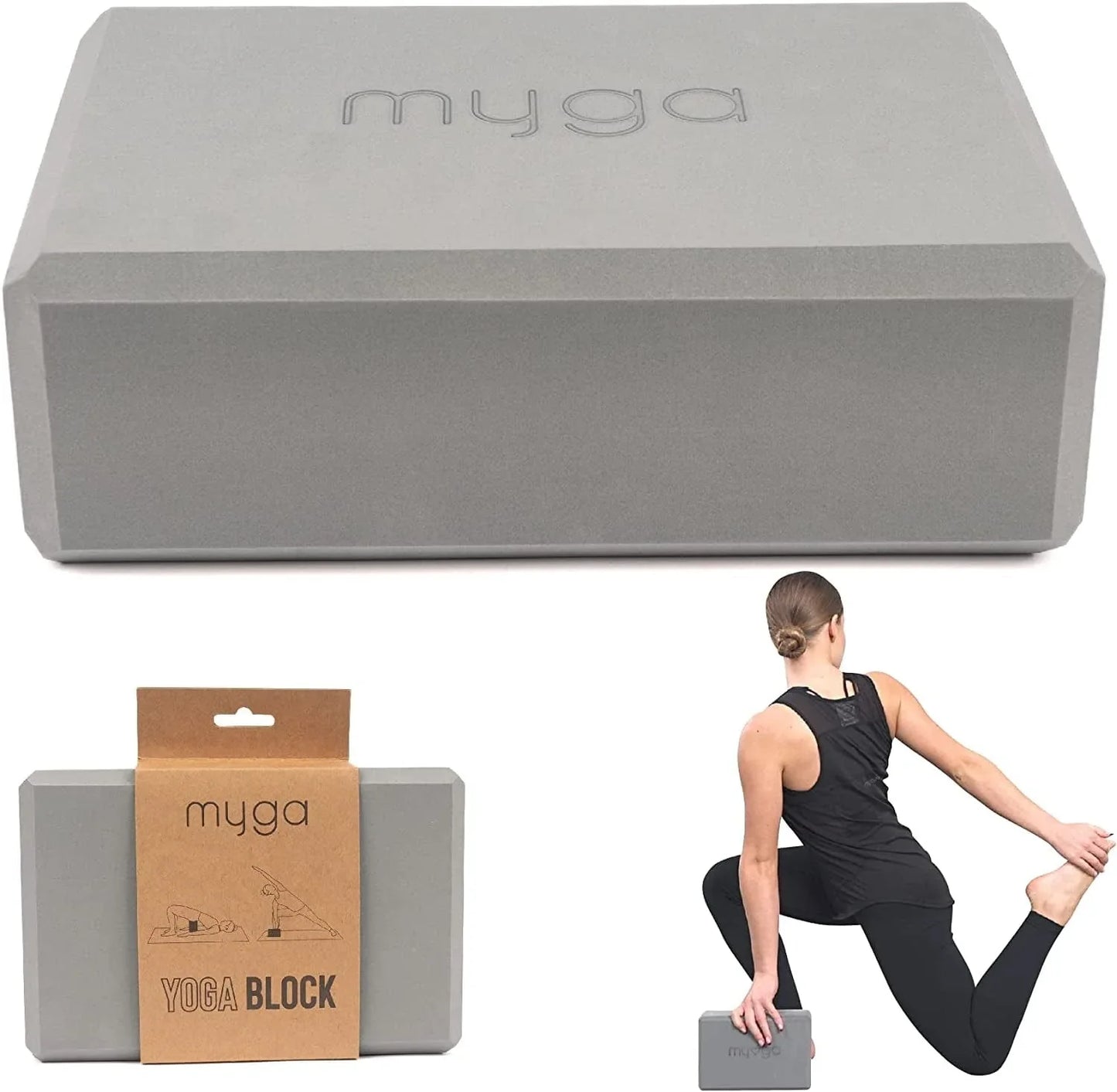 Myga Foam Yoga Block - High Density EVA Foam Block for Yoga, Pilates & Fitness - Ideal for Supporting Poses, Balance & Flexibility - Lightweight, Moisture-Proof & Odour Resistant