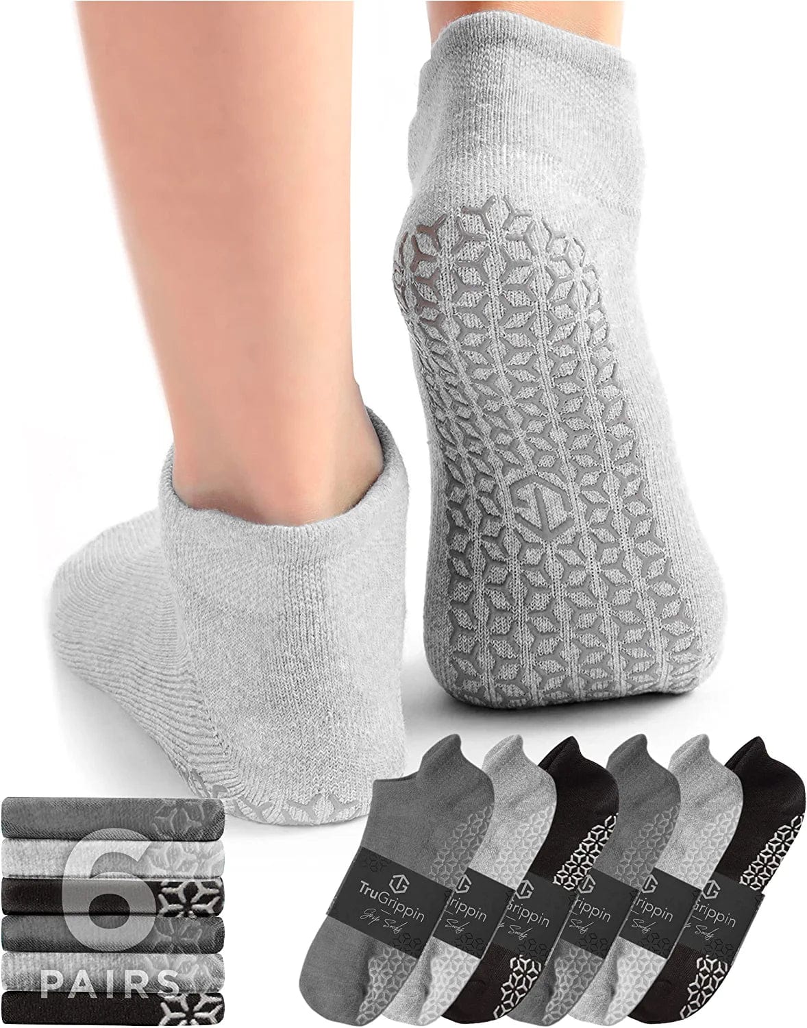 Non Slip Yoga Socks with Grips for Women | 6 Pairs Pilates, Dance & Pure Barre Sticky Socks