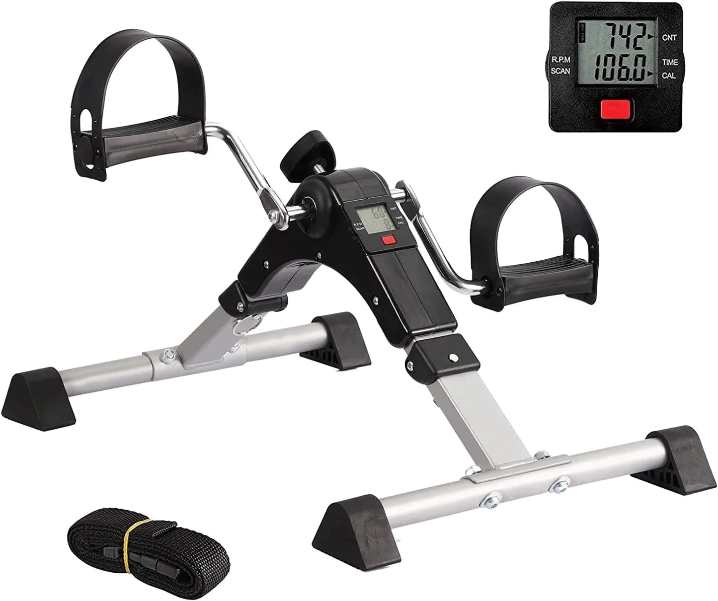 OBBOLLY Pedal Exerciser Stationary under Desk Mini Exercise Bike- Hand, Arm & Leg Exercise Peddling Machine - Low Impact, Adjustable Fitness Rehab Equipment for Seniors