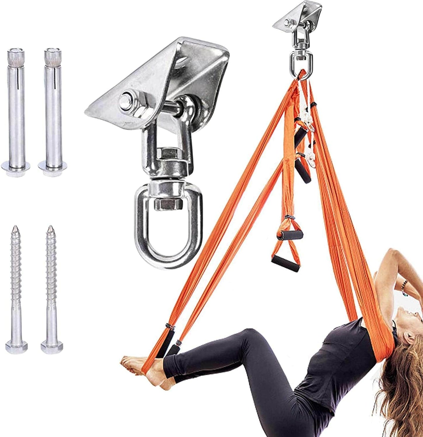 OLIMY Swing Hanger - Swing Hangings Hooks Swing Hooks for Swing,Wall Ceiling Mount Anchor for Suspension Trainers, Load up to 1000 Lbs (Color : B: 360 Degree Rotation with Latch)