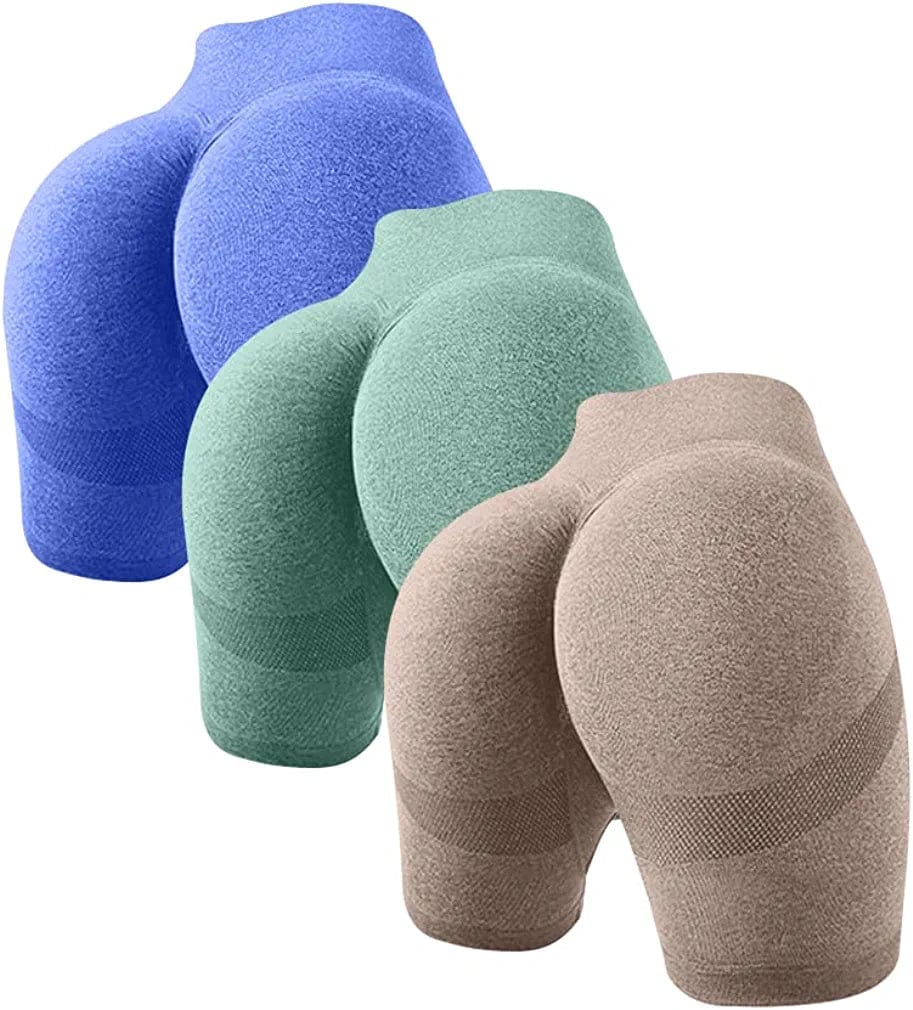 OQQ Women'S 3 Piece Butt Lifting Yoga Shorts Workout High Waist Tummy Control Ruched Booty Pants