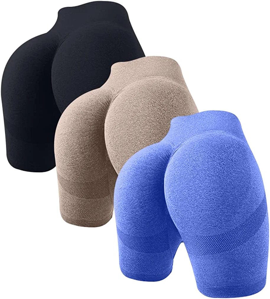 OQQ Women'S 3 Piece Butt Lifting Yoga Shorts Workout High Waist Tummy Control Ruched Booty Pants