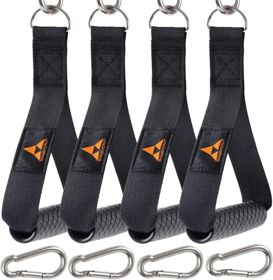 ORANGE FOREST 2 Pair Heavy Duty Gym Handles for Resistance Bands and Cable Machines,Rubber Grips Cable Handles Gym Equipment Exercise Handle with 4 Carabiner Clips for Total Home Gym