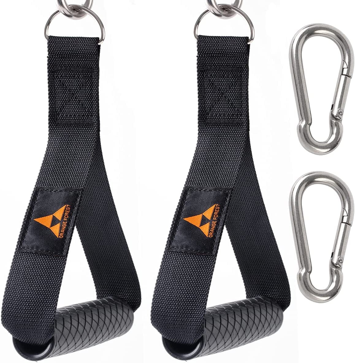 ORANGE FOREST Heavy Duty Exercise Handles for Cable Machines and Resistance Bands,Upgrade Gym Cable Handl Grips Attachment with 2 Carabiner Clips for Total Home Gym