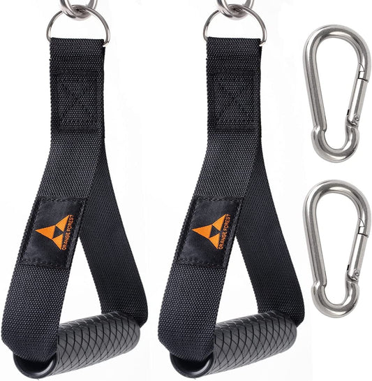 ORANGE FOREST Heavy Duty Exercise Handles for Cable Machines and Resistance Bands,Upgrade Gym Cable Handl Grips Attachment with 2 Carabiner Clips for Total Home Gym