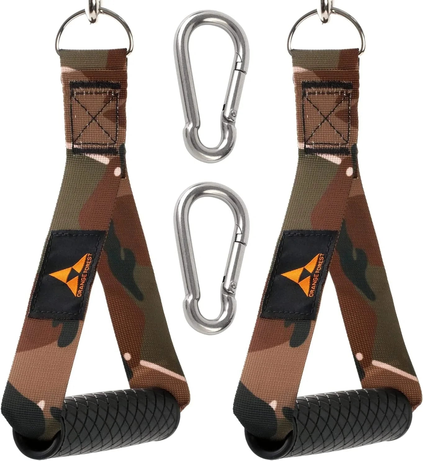 ORANGE FOREST Heavy Duty Exercise Handles for Cable Machines and Resistance Bands,Upgrade Gym Cable Handl Grips Attachment with 2 Carabiner Clips for Total Home Gym