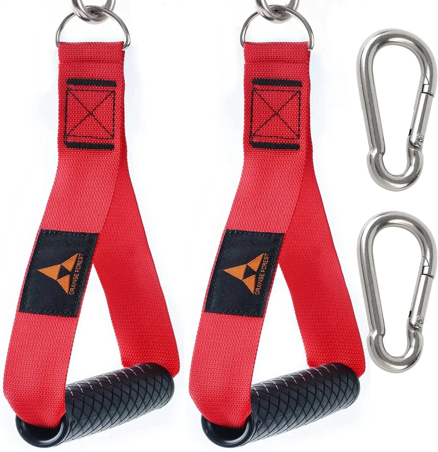 ORANGE FOREST Heavy Duty Exercise Handles for Cable Machines and Resistance Bands,Upgrade Gym Cable Handl Grips Attachment with 2 Carabiner Clips for Total Home Gym
