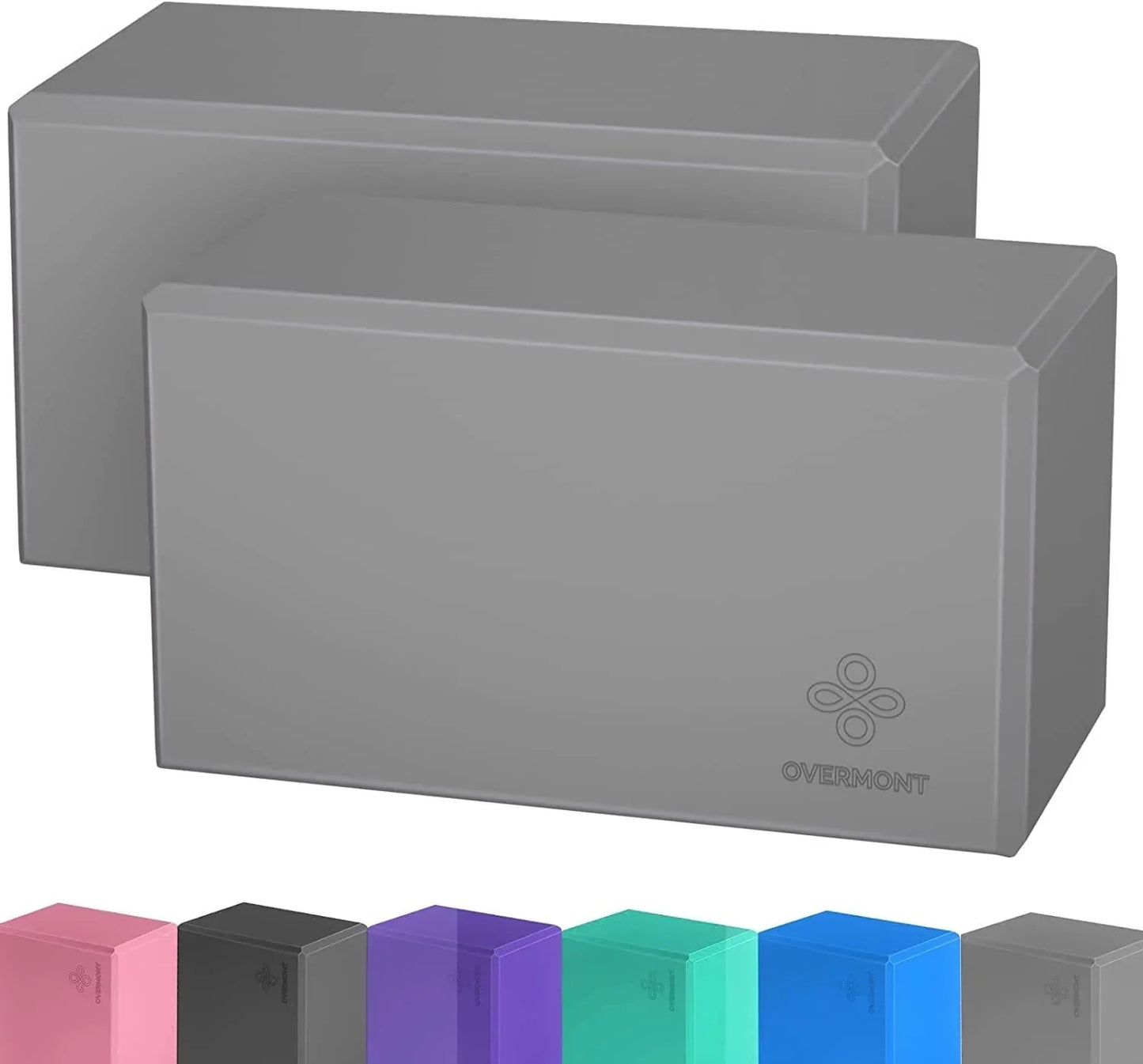 Overmont Yoga Block 2 Pack Supportive Latex-Free EVA Foam Soft Non-Slip Surface for General Fitness Pilates Stretching and Meditation