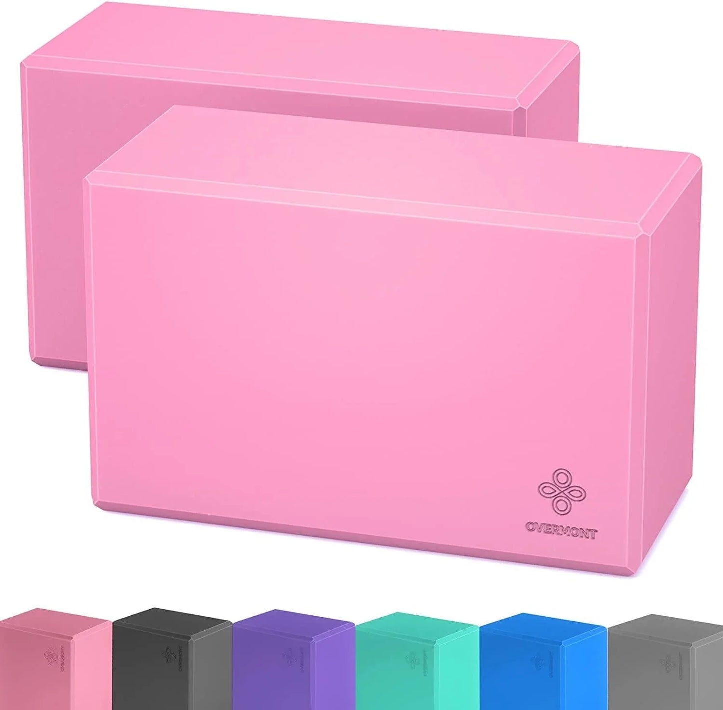 Overmont Yoga Block 2 Pack Supportive Latex-Free EVA Foam Soft Non-Slip Surface for General Fitness Pilates Stretching and Meditation