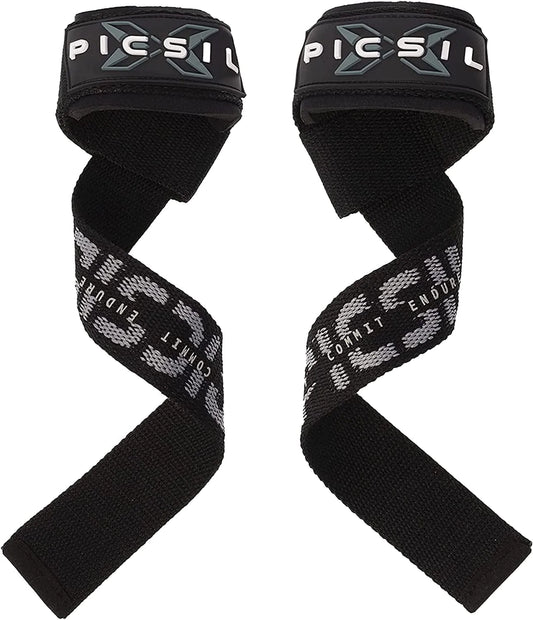 PICSIL Wrist Straps, Padded Wrist Straps for Weightlifting, Extended Deadlift Straps for Grip Support, Advanced Weightlifting Straps for Comfort and Stability, 1 Pair