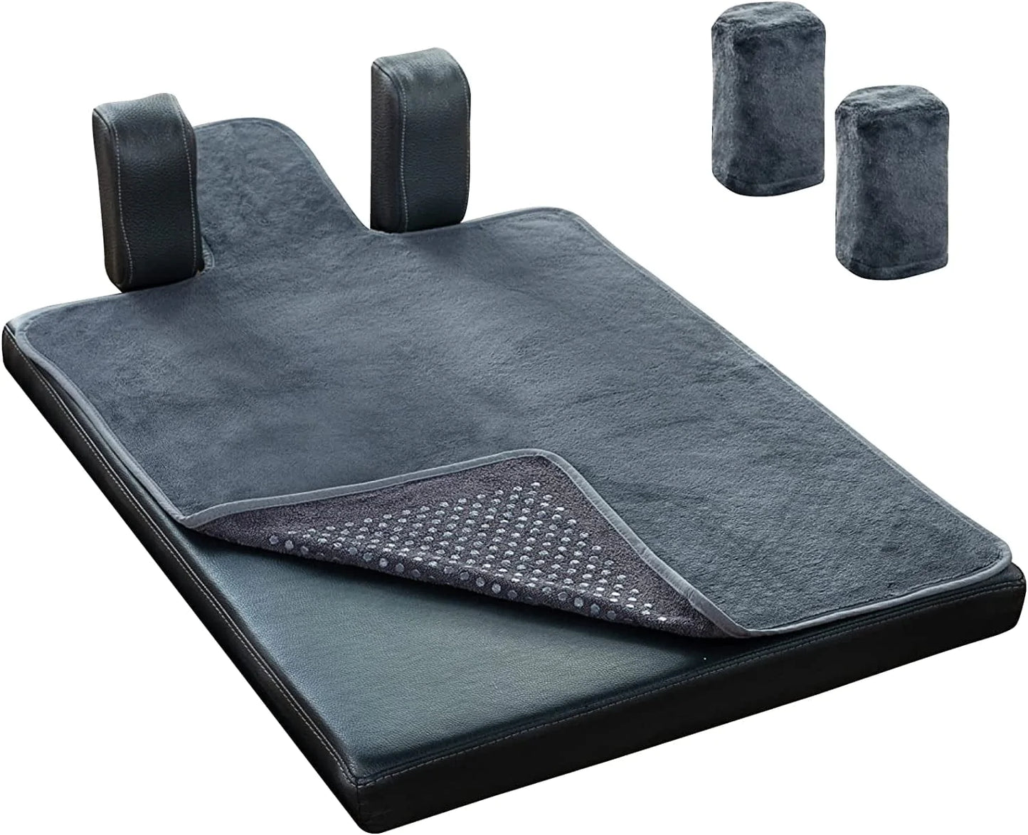 Pilates Reformer Non-Slip Mat Towel (Included 2 Pcs Shoulder Block Covers) (Dark Grey), Multi Colors