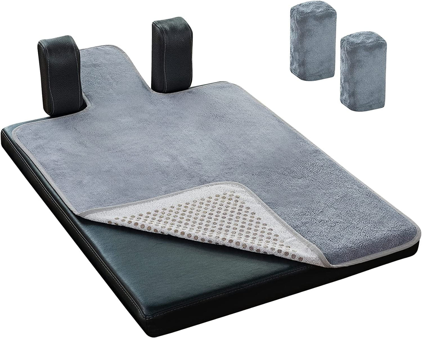 Pilates Reformer Non-Slip Mat Towel (Included 2 Pcs Shoulder Block Covers) (Dark Grey), Multi Colors