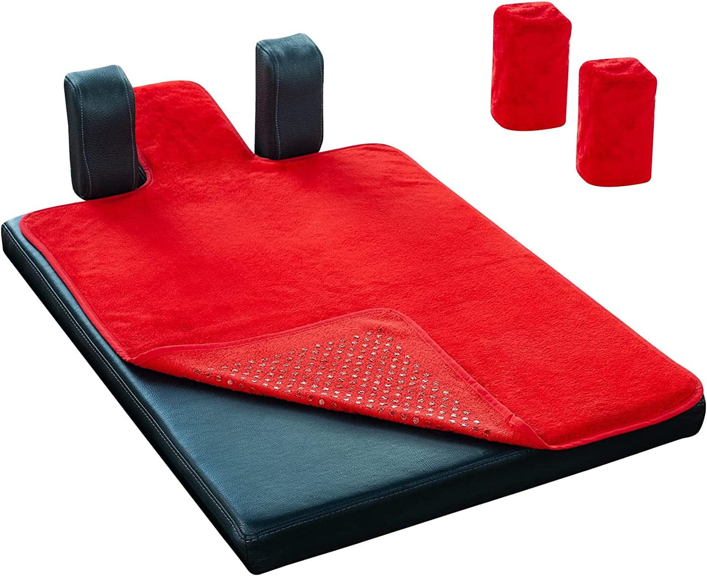 Pilates Reformer Non-Slip Mat Towel (Included 2 Pcs Shoulder Block Covers) (Dark Grey), Multi Colors