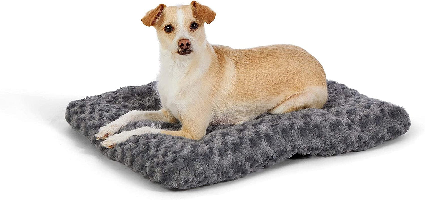Plush Pet Bed and Dog Crate Pad, X-Small, 23 X 18 X 2.5 Inches, Gray Swirl