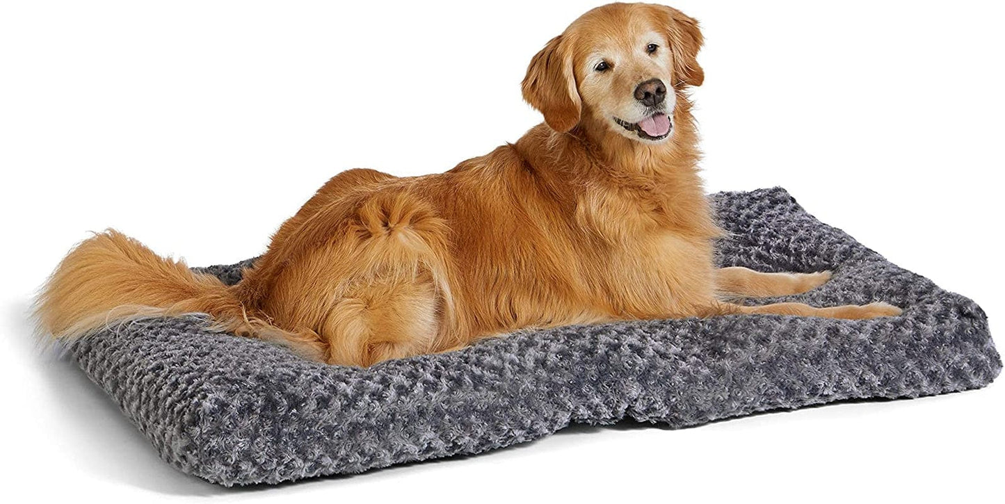 Plush Pet Bed and Dog Crate Pad, X-Small, 23 X 18 X 2.5 Inches, Gray Swirl