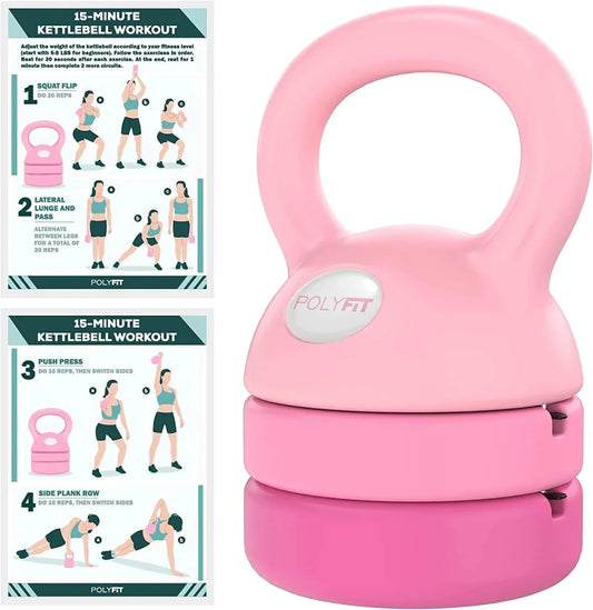 Polyfit Adjustable Kettlebell - 5 Lbs, 8 Lbs, 12 Lbs Kettlebell Weights Set for Home Gym