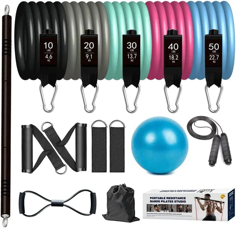 POWLIF Pilates Bar Kit with Resistance Bands, Multifunctional Pilates Bar for Home Workout, Resistance Bands Set for Women & Men