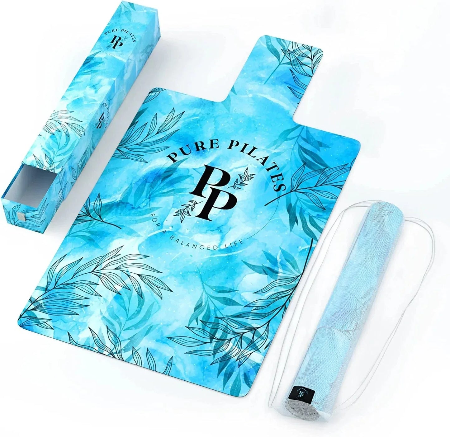 Pure Pilates Non-Slip Pilates Reformer Mat – Extra Thick Material Gym and Yoga Accessories and Machine Equipment- Sweat-Absorbing Slide Board Matting for Body Balance, Workout Cover Towel - 39 X 21.6 in , 0.15In Thick – Blue