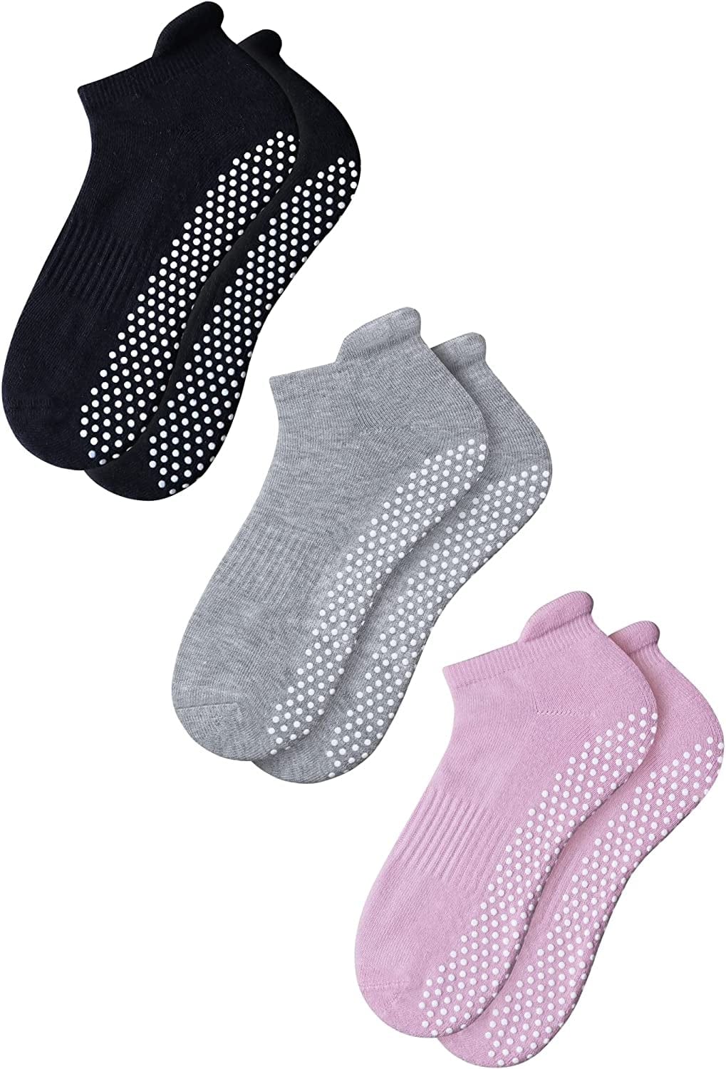 RATIVE anti Slip Non Skid Barre Yoga Pilates Hospital Socks with Grips for Adults Men Women