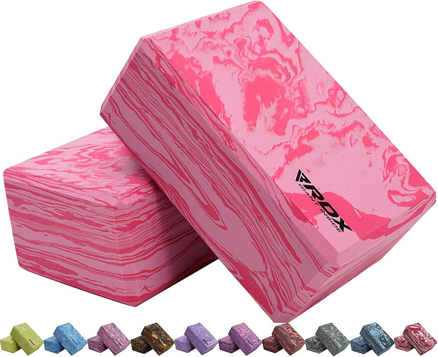 RDX Yoga Block Set, High-Density Eva Foam,Non-Slip Brick for Pilates Flexibility Body Balance, Easy Grip Surface for Stability Strength Training Deepen Poses Exercise Office Home Gym, 23X15X9.8Cm