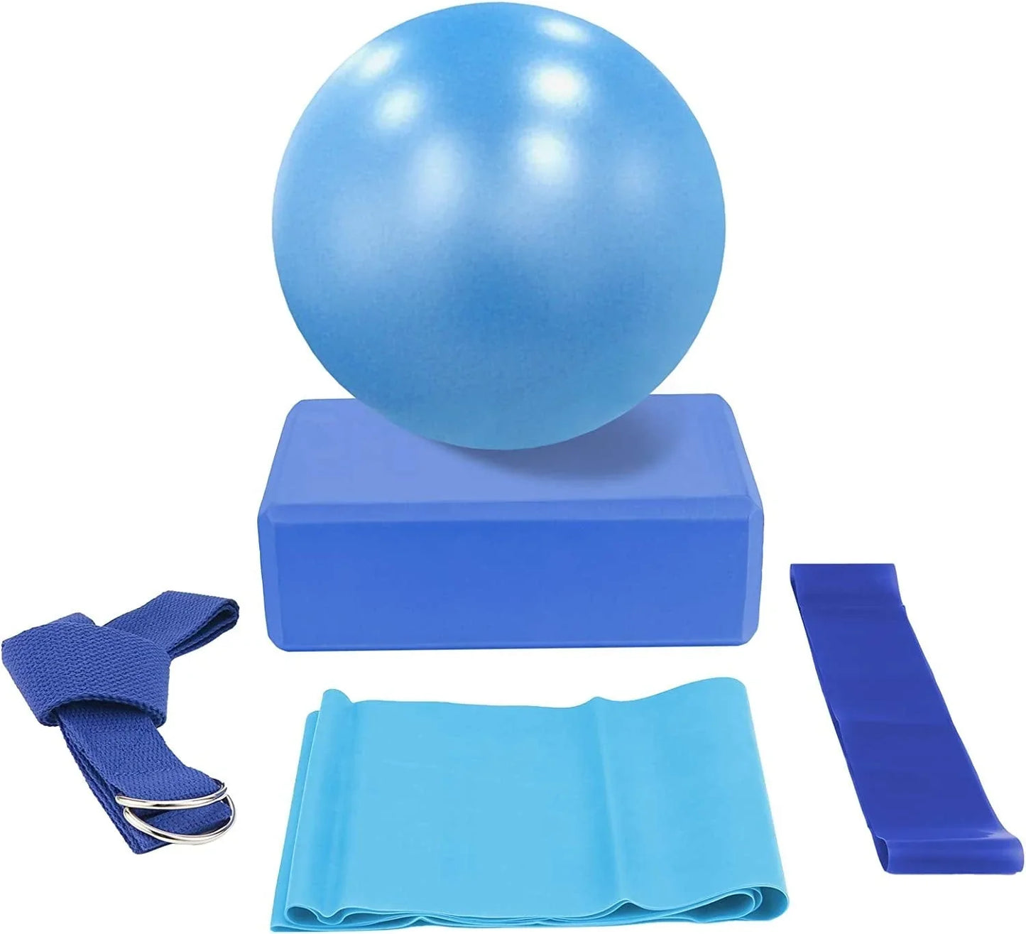 Rehomy 5Pcs Yoga Equipment Set, Yoga Starter Kit Include Yoga Exercise Ball, Yoga Block, Resistance Loop Band, Stretching Strap, Yoga Belt for Home Gym Office Improves Back Pain Posture