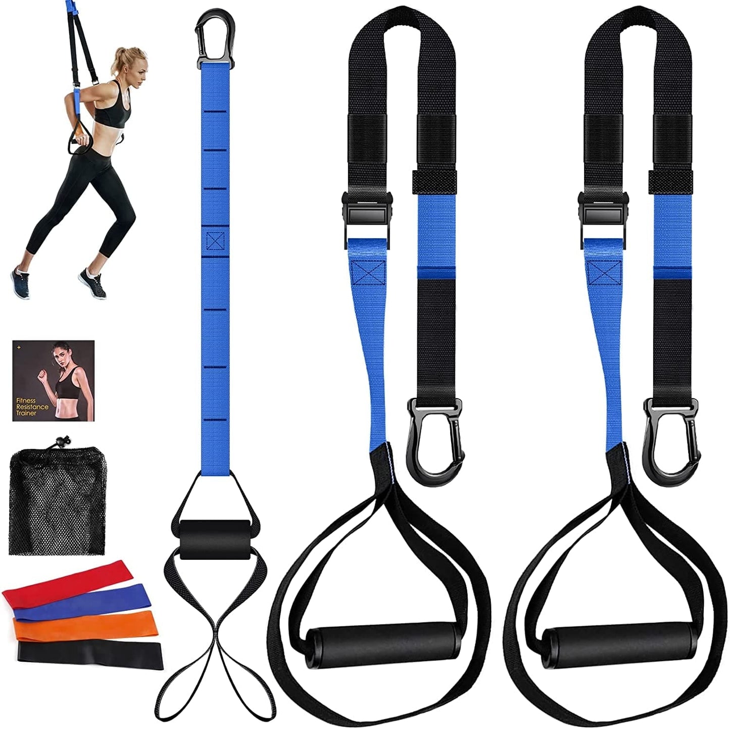 Resistance Training Kit, 2 Adjustable Resistance Bands with Handles + 1 Door Anchor + 4 Resistance Loop Bands, Bodyweight Resistance Bands for Working Out Hold up to 900 Lbs Home Gym Equipment