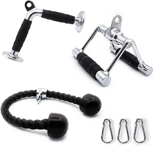 Ritfit Cable Machine Attachments for Gym, LAT Pulldown Accessories with Multi-Option: V Bar, Tricep Rope, Double D Handle, for Weight Fitness