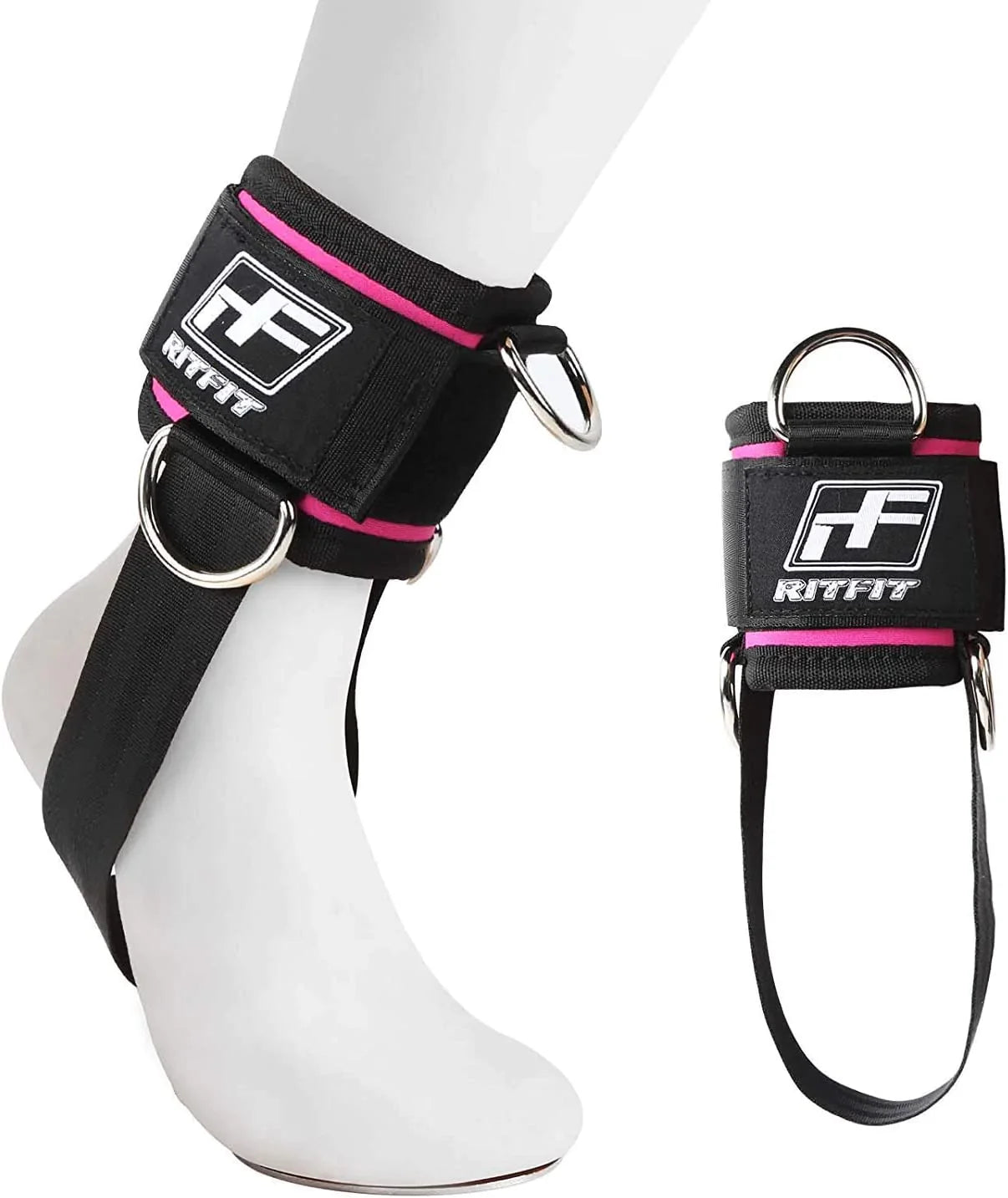 Ritfit Padded Ankle Strap for Cable Machine,Strong Hook and Loop,Reinforced 3 D-Ring/Double D-Ring, Adjustable Comfort Fit Neoprene - Premium Ankle Cuffs to Enhance Abs, Glute & Leg Workouts…