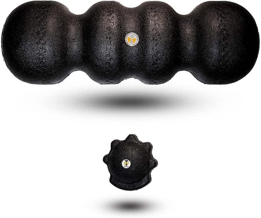 Rollga: Hard Foam Roller (High Density Foam) + Activator Massage Ball | Self Massage & Trigger Point Release Muscle Roller + 3 Surfaces in 1 Lacrosse Ball Alternative for Muscle Release.