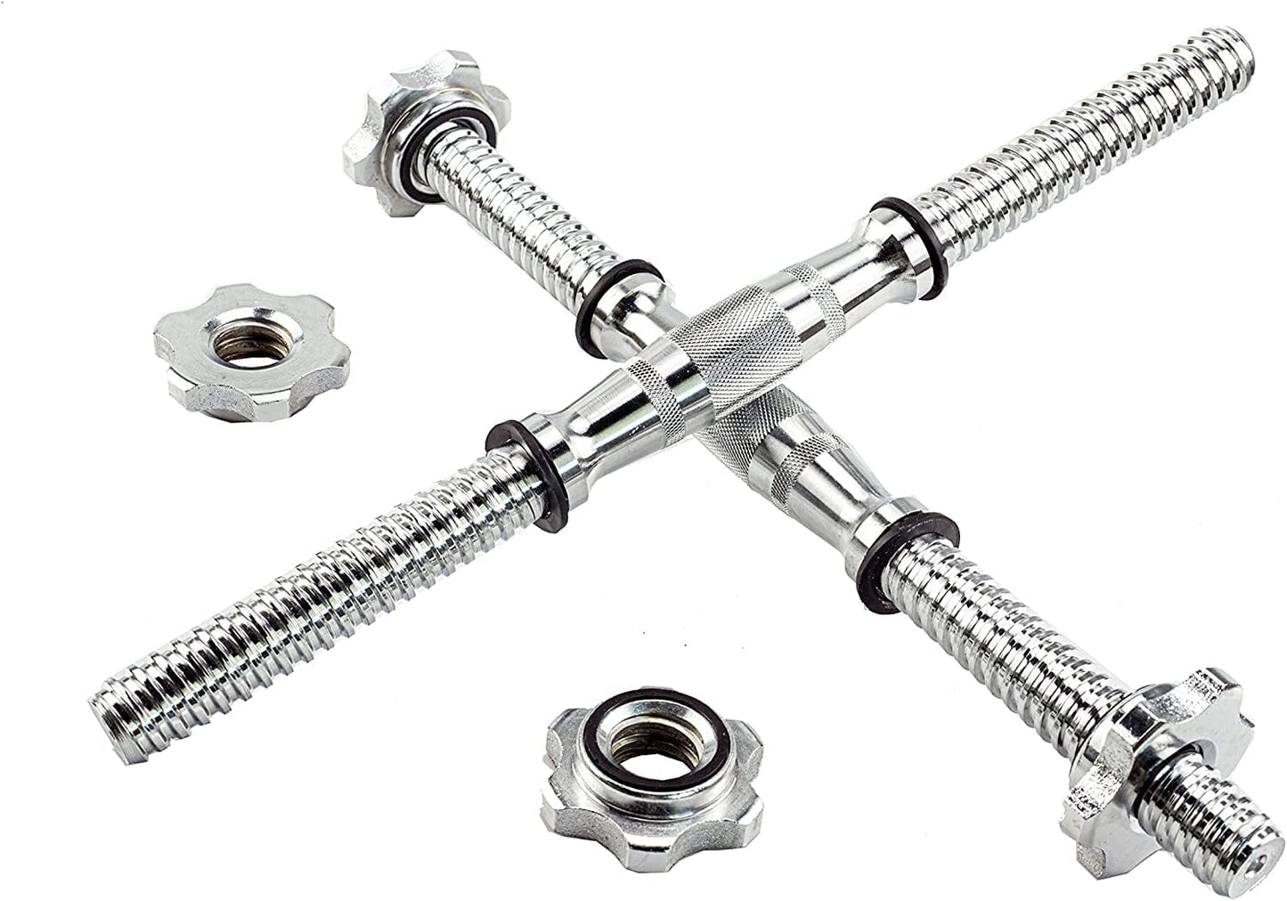 Rowland Harbor Threaded Dumbbell 12.6/14.2/14.8/15.7/18.1/19.7/22Inch(32/35/38/40/46/50/56Cm) Curved Handles/Adjustable Dumbbell Bar Handles - Fit 1 Inch Standard Weight Plate - Weightlifting Accessories - Sold in Pair