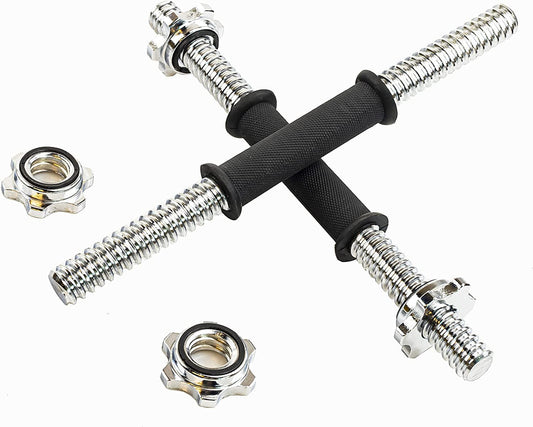 Rowland Harbor Threaded Dumbbell Black Durable Rubber Handles/Adjustable Dumbbell Bar Handles 32/35/40Cm(12.6/14.2/15.7Inch) - Fit 1 Inch Standard Weight Plate Weightlifting Accessories - Sold in Pair