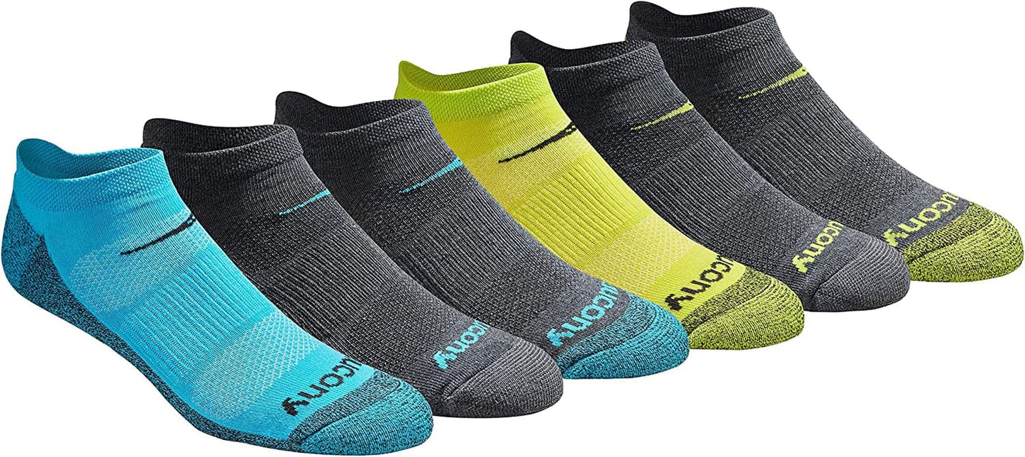 Saucony Mens Multi-Pack Mesh Ventilating Comfort Fit Performance No-Show Socks