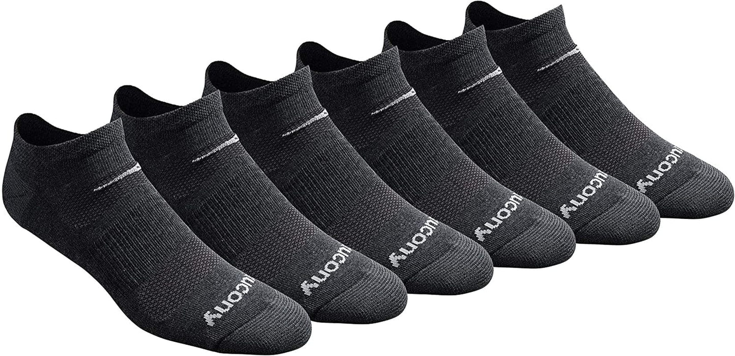 Saucony Mens Multi-Pack Mesh Ventilating Comfort Fit Performance No-Show Socks