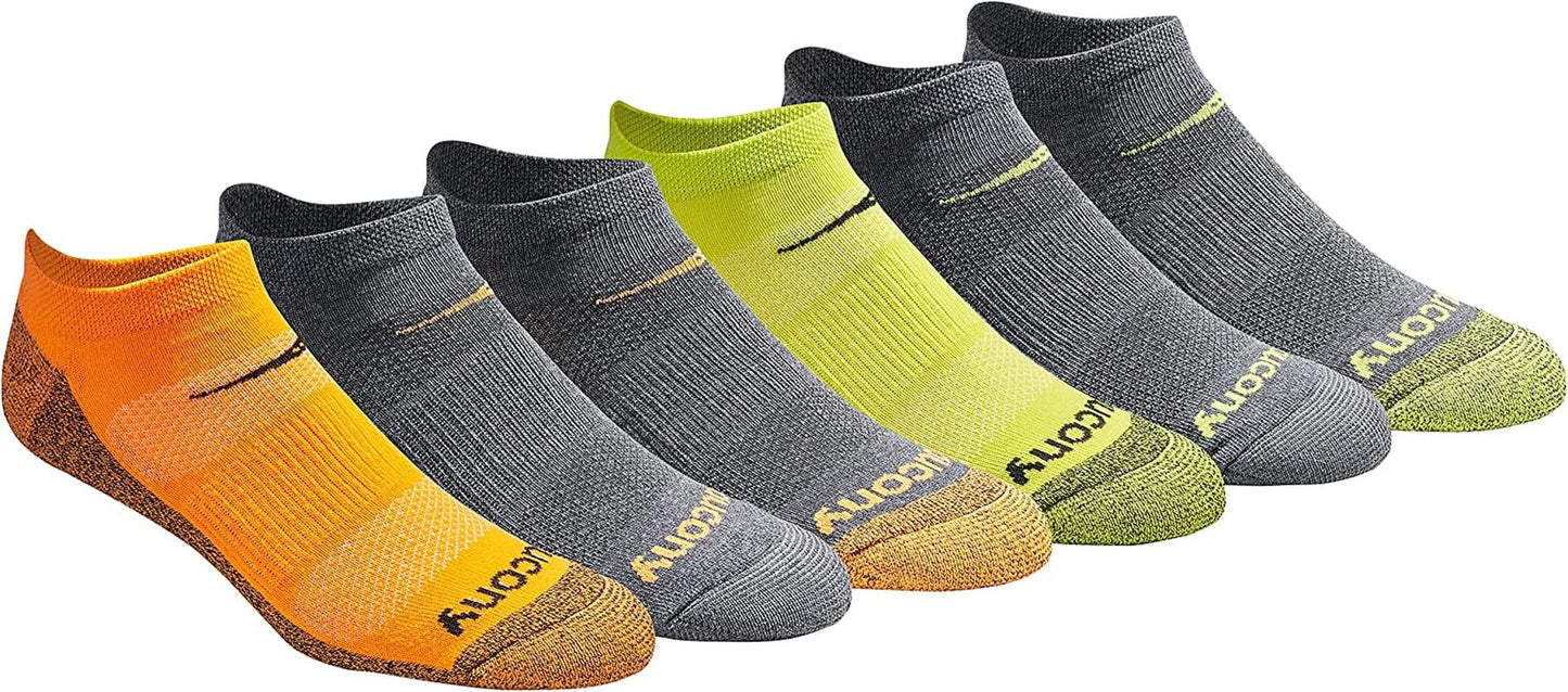 Saucony Mens Multi-Pack Mesh Ventilating Comfort Fit Performance No-Show Socks