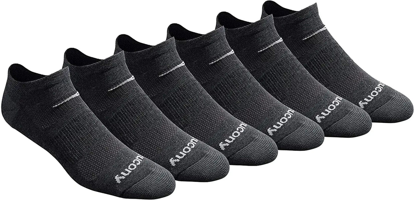 Saucony Mens Multi-Pack Mesh Ventilating Comfort Fit Performance No-Show Socks