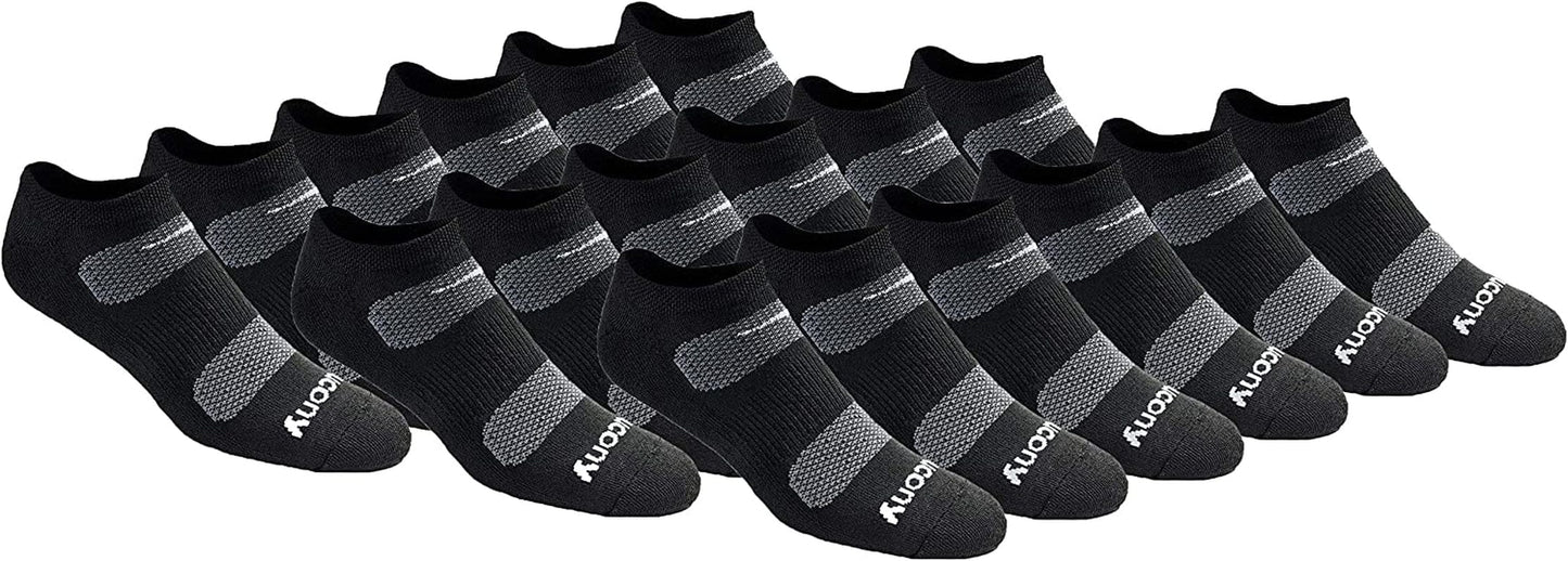 Saucony Mens Multi-Pack Mesh Ventilating Comfort Fit Performance No-Show Socks
