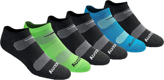 Saucony Mens Multi-Pack Mesh Ventilating Comfort Fit Performance No-Show Socks
