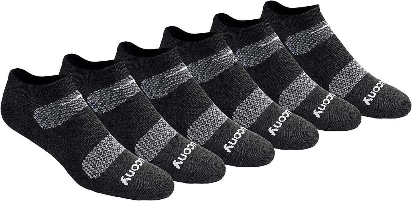 Saucony Mens Multi-Pack Mesh Ventilating Comfort Fit Performance No-Show Socks