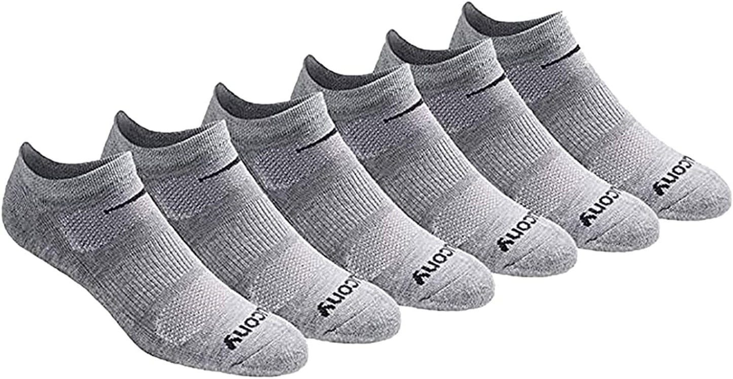 Saucony Mens Multi-Pack Mesh Ventilating Comfort Fit Performance No-Show Socks