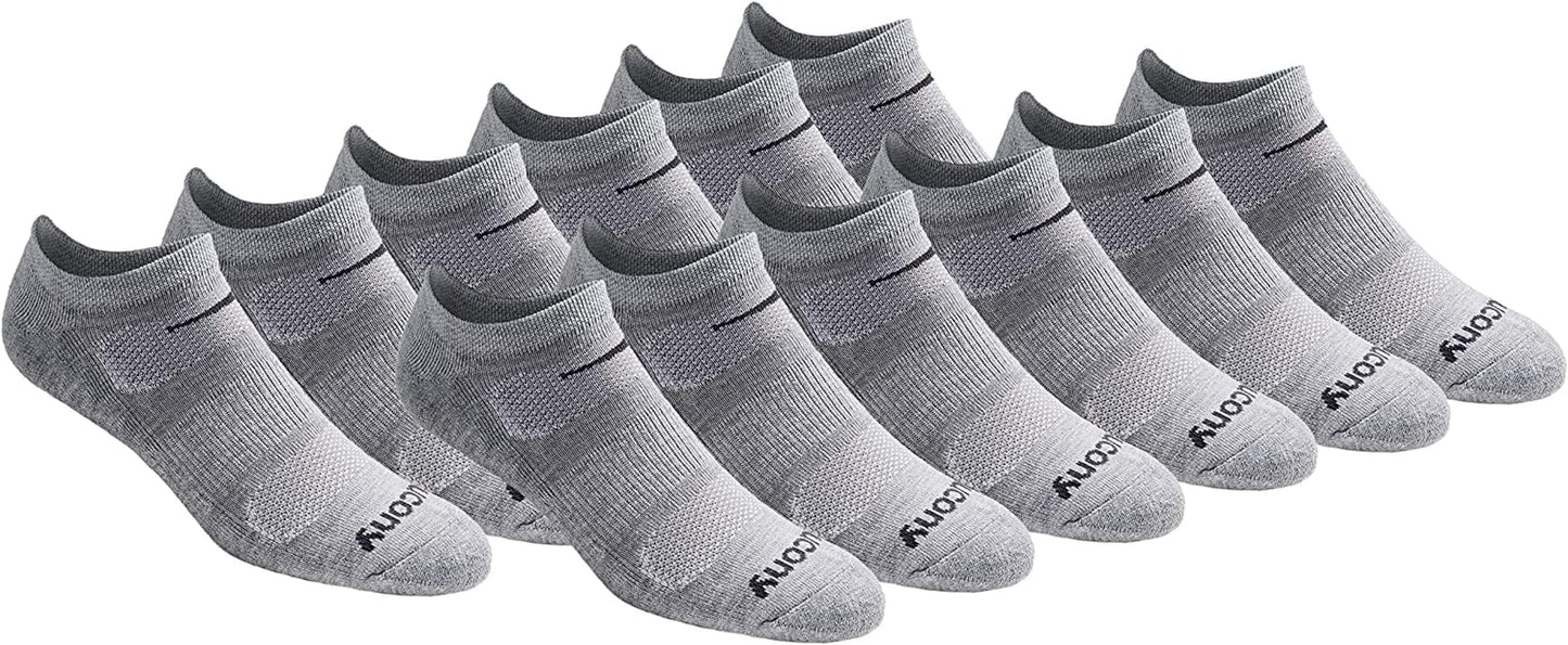 Saucony Mens Multi-Pack Mesh Ventilating Comfort Fit Performance No-Show Socks