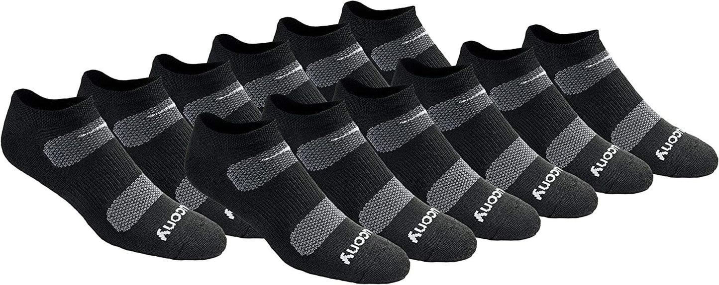 Saucony Mens Multi-Pack Mesh Ventilating Comfort Fit Performance No-Show Socks