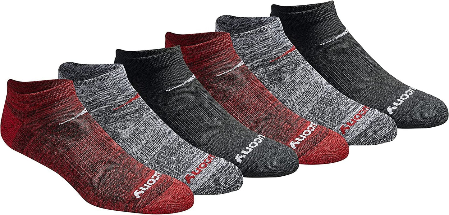 Saucony Mens Multi-Pack Mesh Ventilating Comfort Fit Performance No-Show Socks