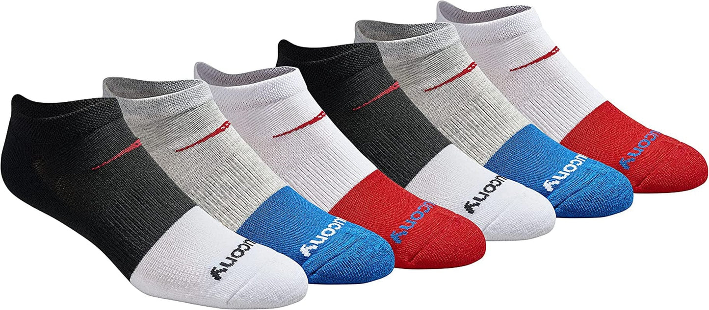 Saucony Mens Multi-Pack Mesh Ventilating Comfort Fit Performance No-Show Socks